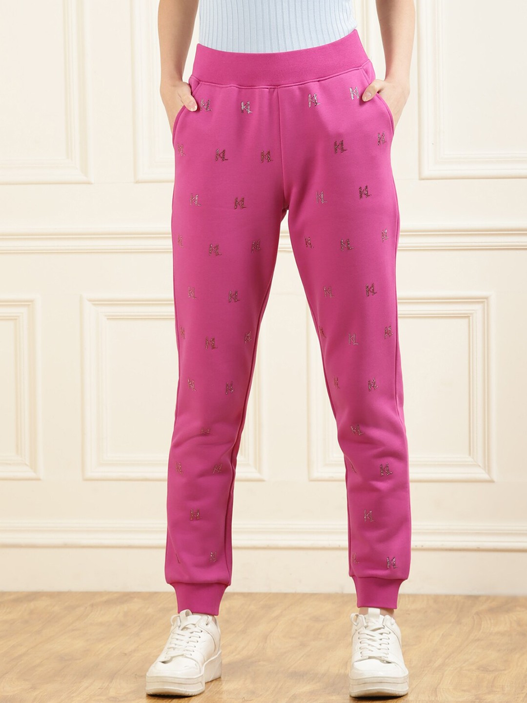 

Karl Lagerfeld Women Pink Solid Cotton Joggers