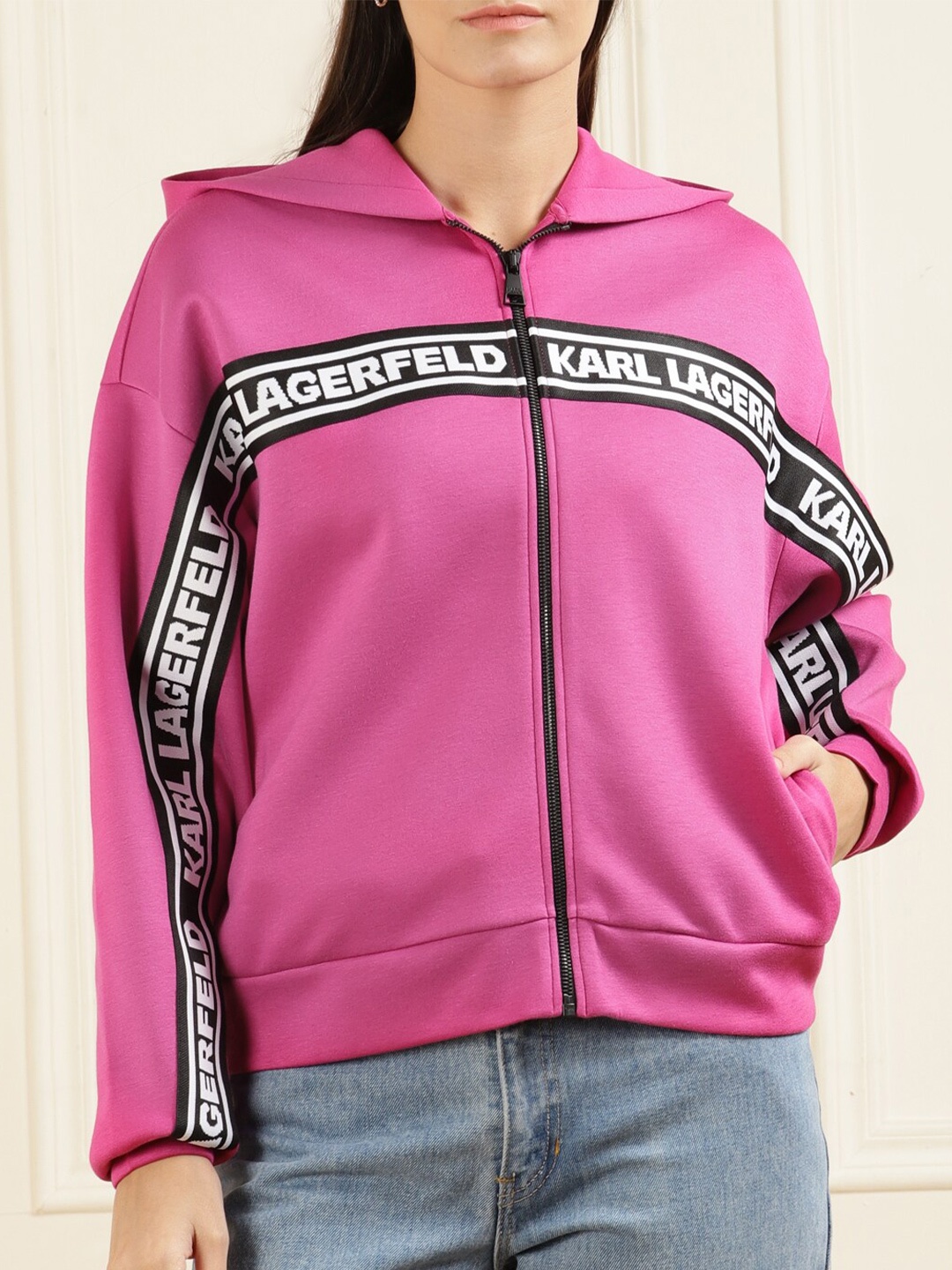 

Karl Lagerfeld Women Pink Hooded Sweatshirt