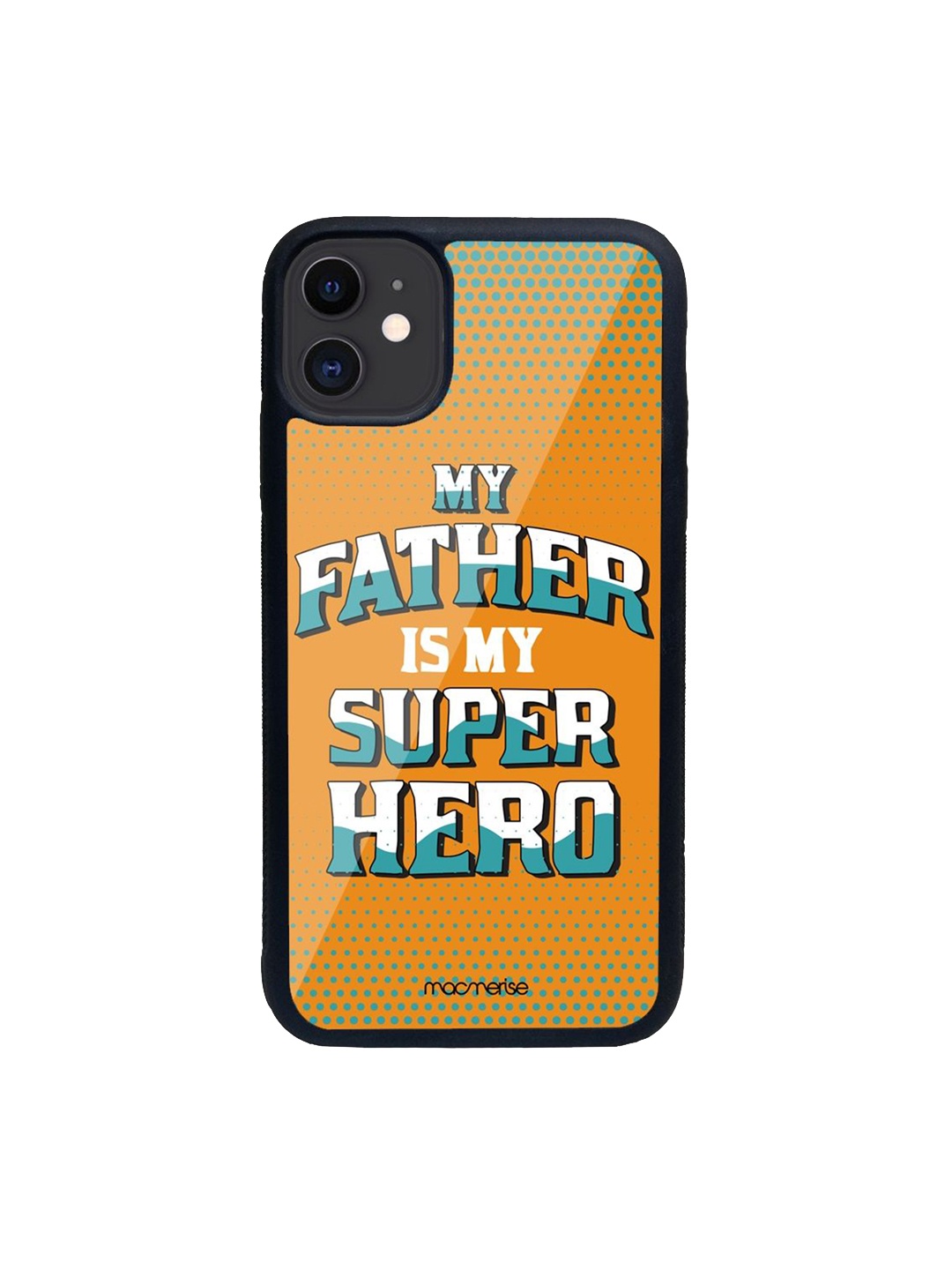

macmerise Yellow Printed My Father My Superhero iPhone 11 Glass Phone Back Case