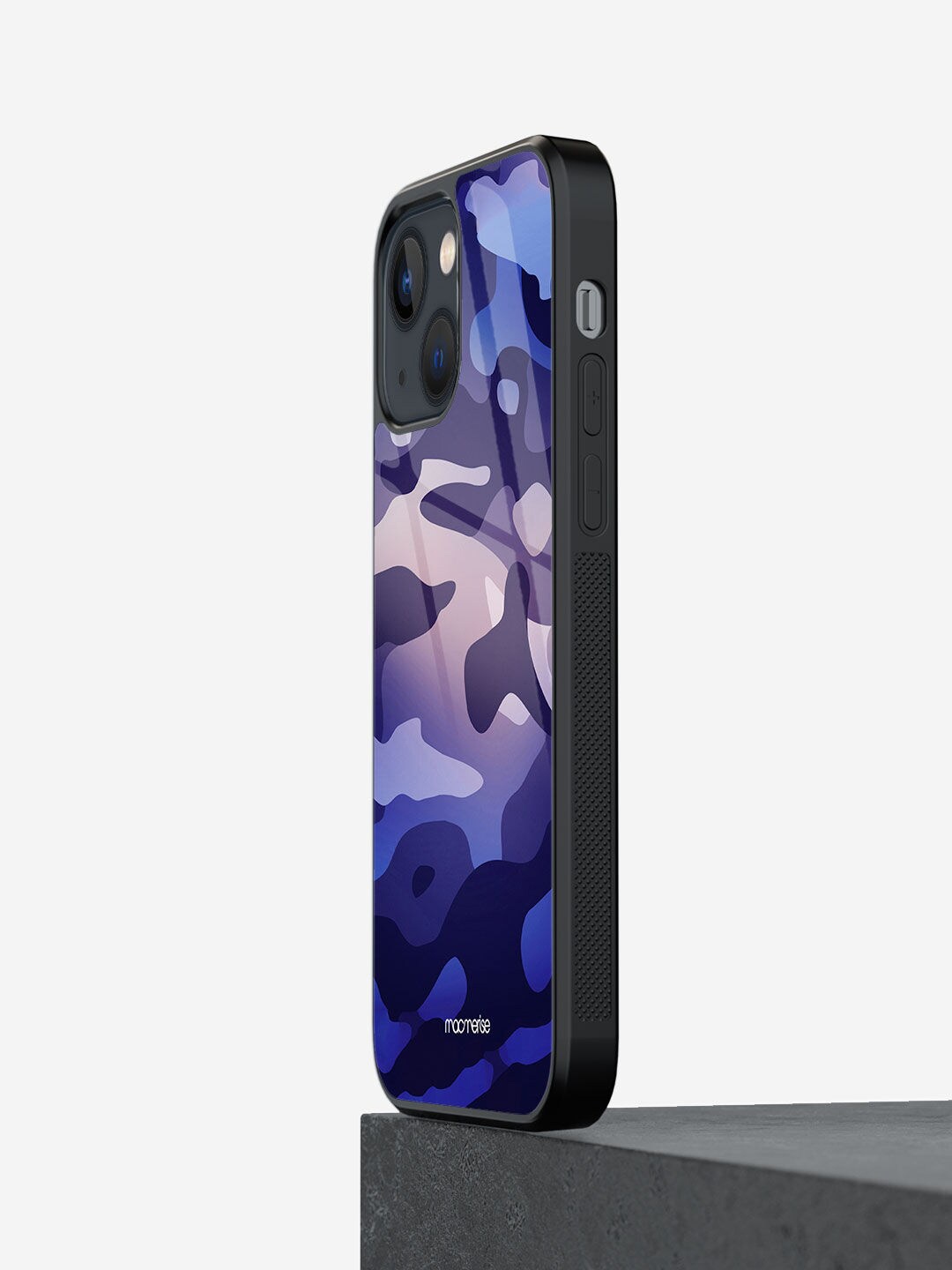 

macmerise Blue Printed Camo Cyber Grape iPhone 13 Mini Glass Phone Back Case