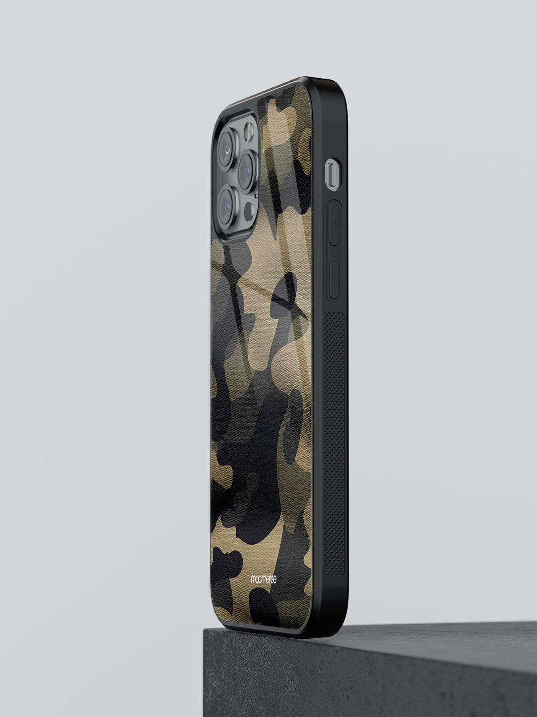 

macmerise Green & Beige Printed iPhone 12 Pro Max Glass Phone Back Case