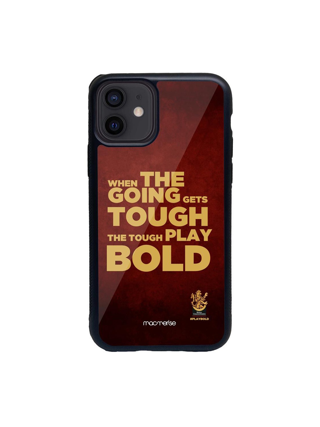 

macmerise Maroon & Yellow Printed Tough Play Bold iPhone 12 Mini Glass Phone Back Case