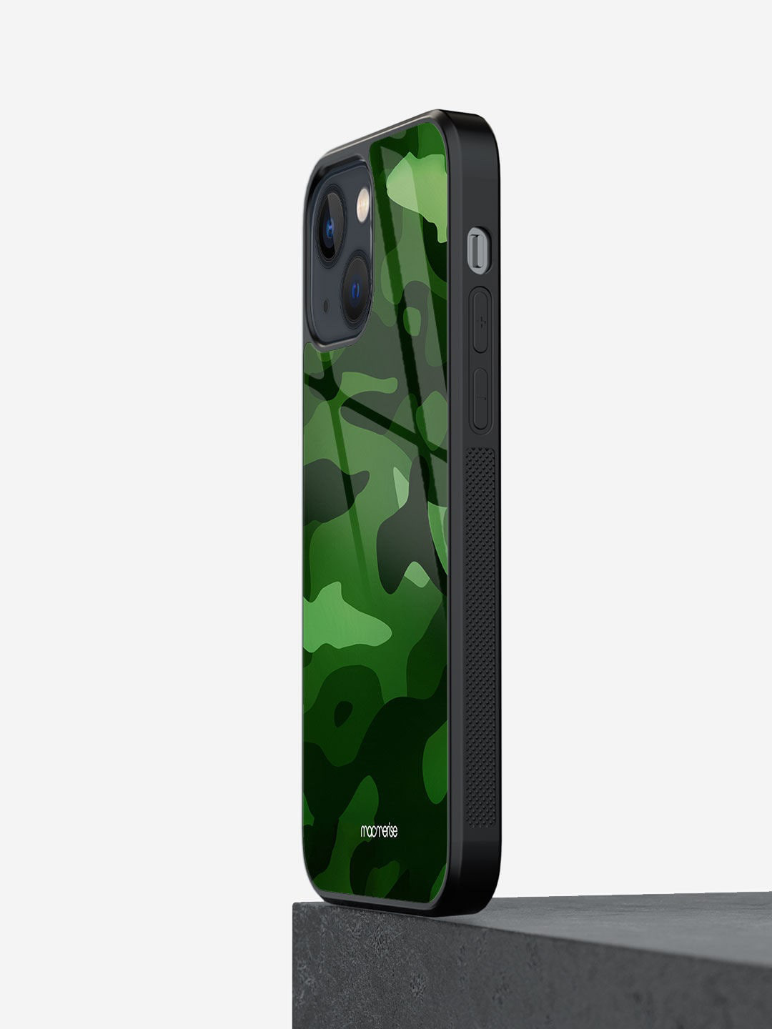 

macmerise Black & Green Printed iPhone 13 Mini Glass Back Case