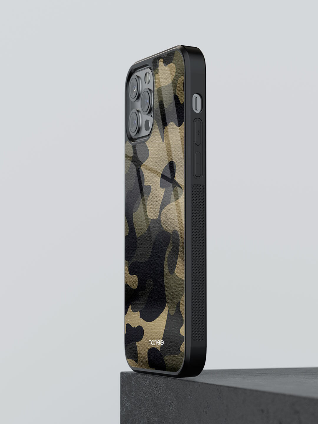 

macmerise Green Printed Camo Sand Grullo iPhone 12 Pro Glass Phone Back Case