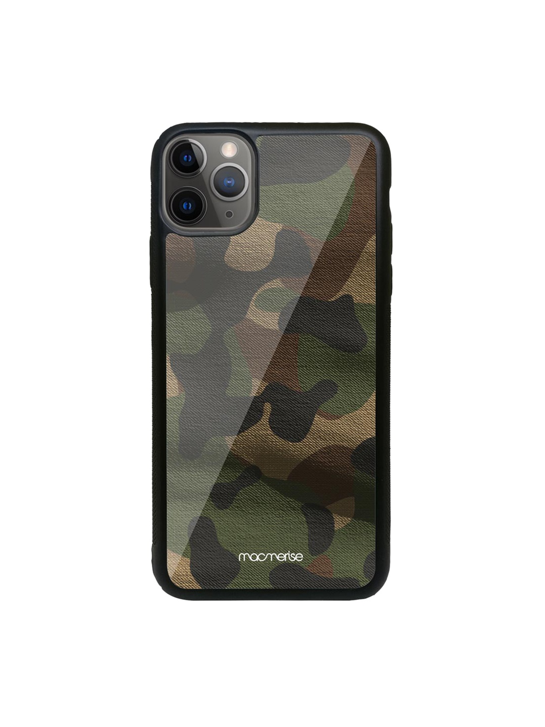 

macmerise Olive-Green Printed Hustle Black Glass iPhone 11 Pro Max Back Case