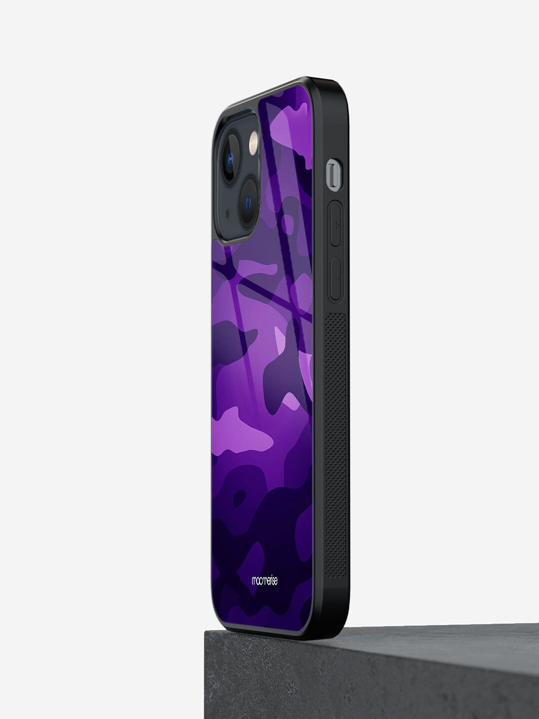 

macmerise Purple Printed Camo Persian Indigo iPhone 13 Glass Phone Back Case