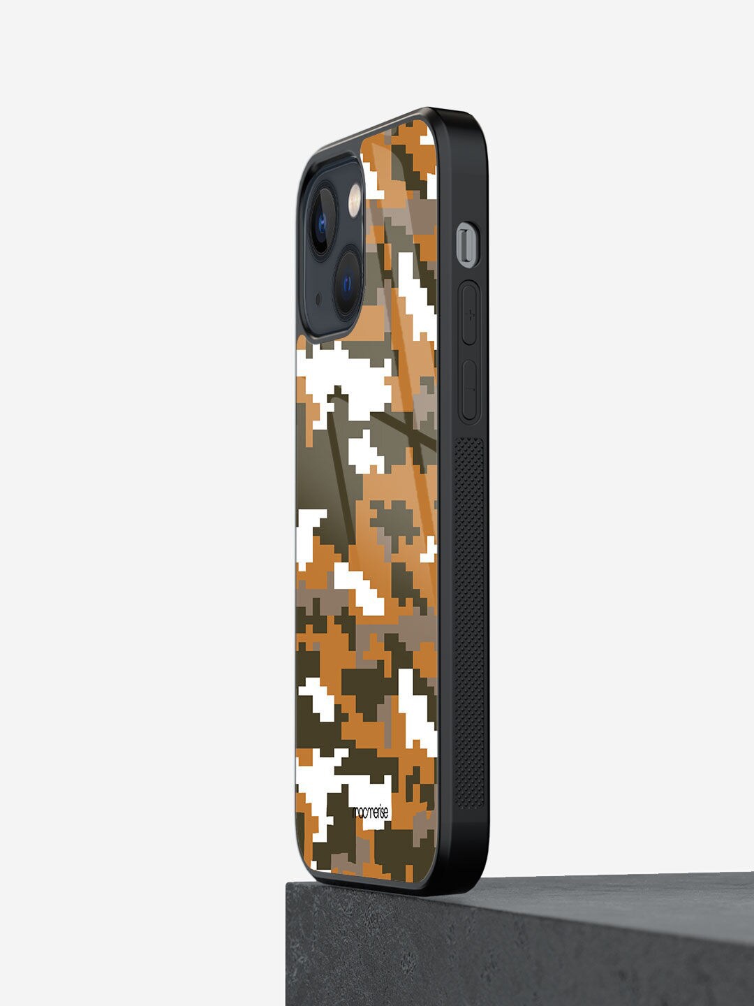 

macmerise Tan-Brown Printed Printed iPhone 13 Glass Phone Case