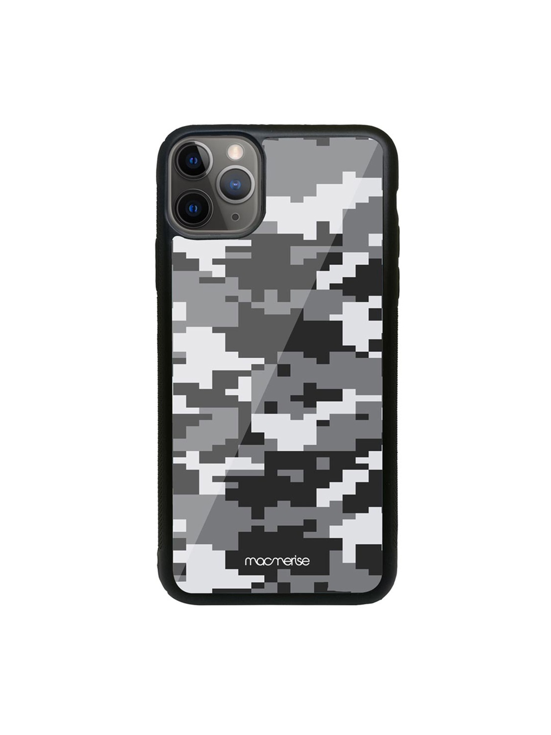 

Macmerise Black & White Printed Camo Pixel Ash Grey Glass iPhone 11 Pro Max Back Case