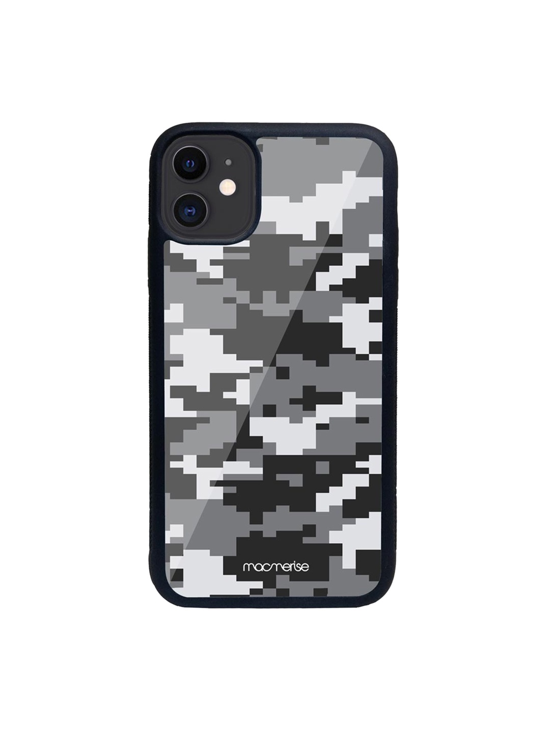 

macmerise Grey Printed Camo Pixel Ash iPhone 11 Glass Phone Back Case