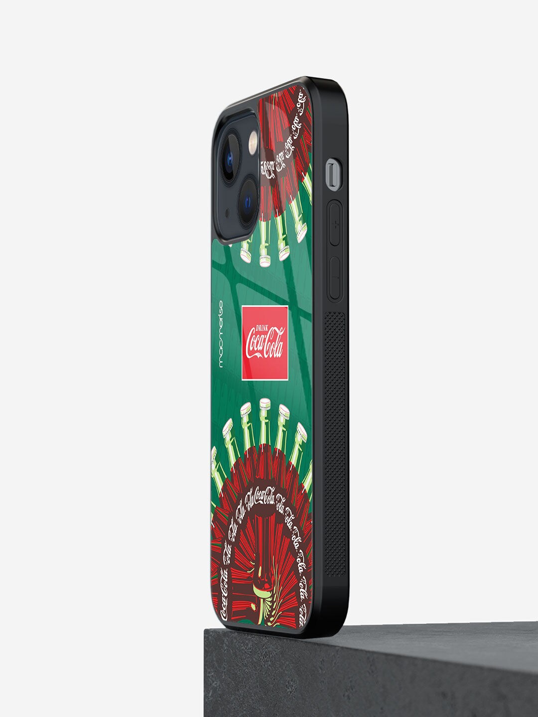 

macmerise Red & Green Printed iPhone 13 Mini Glass Back Case, Black