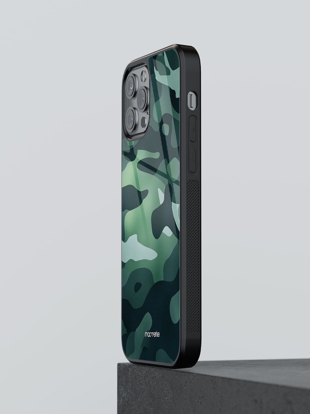 

macmerise Green Printed Camo iPhone 12 Pro Max Glass Phone Back Case