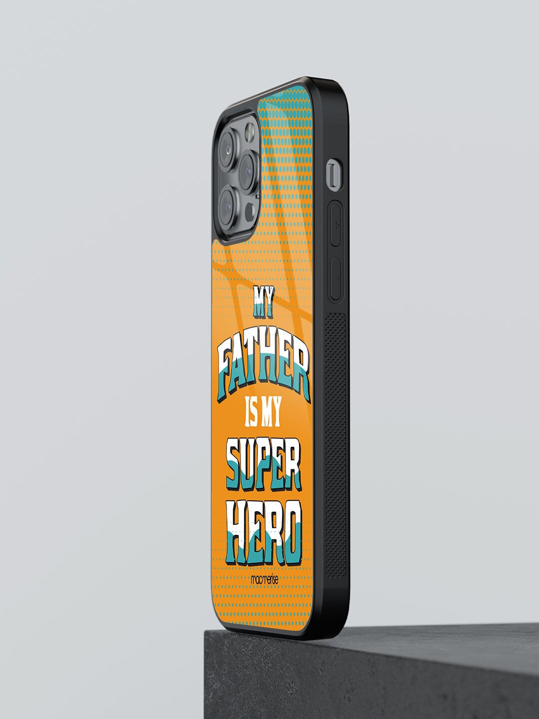 

macmerise Orange & White Printed Iphone 13 Pro Glass Phone Back Case
