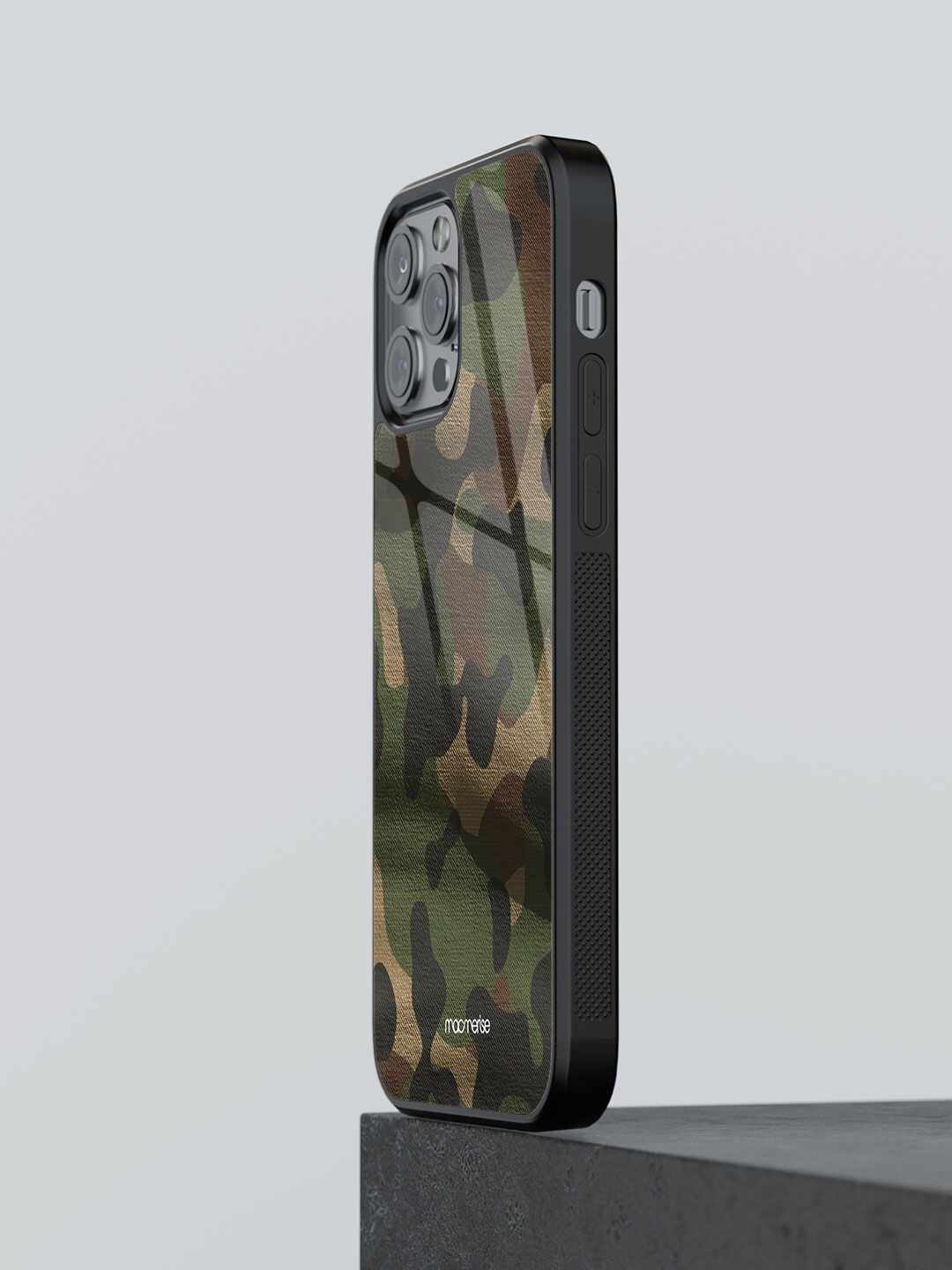 

Macmerise Green & Black Printed Camo Rifle iPhone 13 Pro Max Glass Phone Back Case