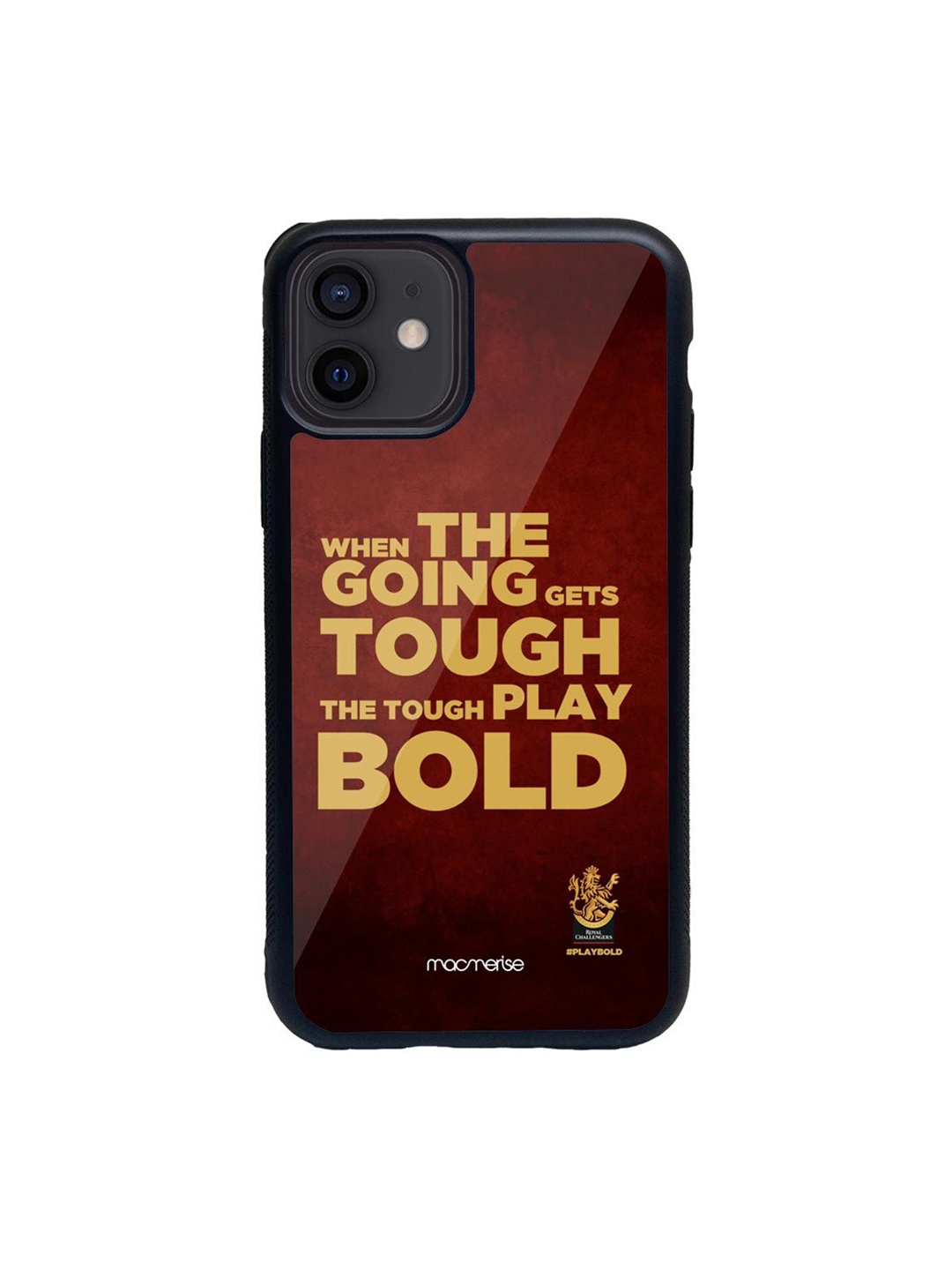 

Macmerise Maroon & Yellow Printed Tough Play Bold iPhone 12 Glass Phone Back Case