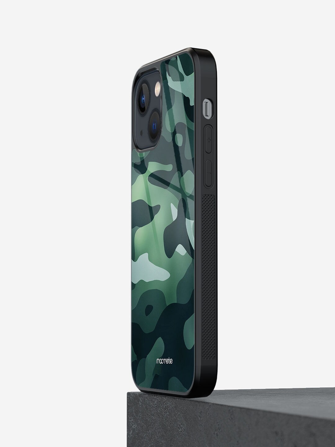 

Macmerise Green Printed Camo Viridian iPhone 13 Mini Glass Phone Back Case