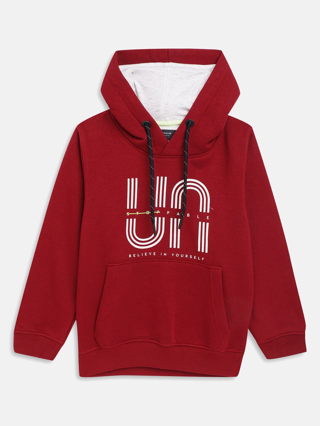 

Octave Boys Maroon Printed Hooded Sweatshirt