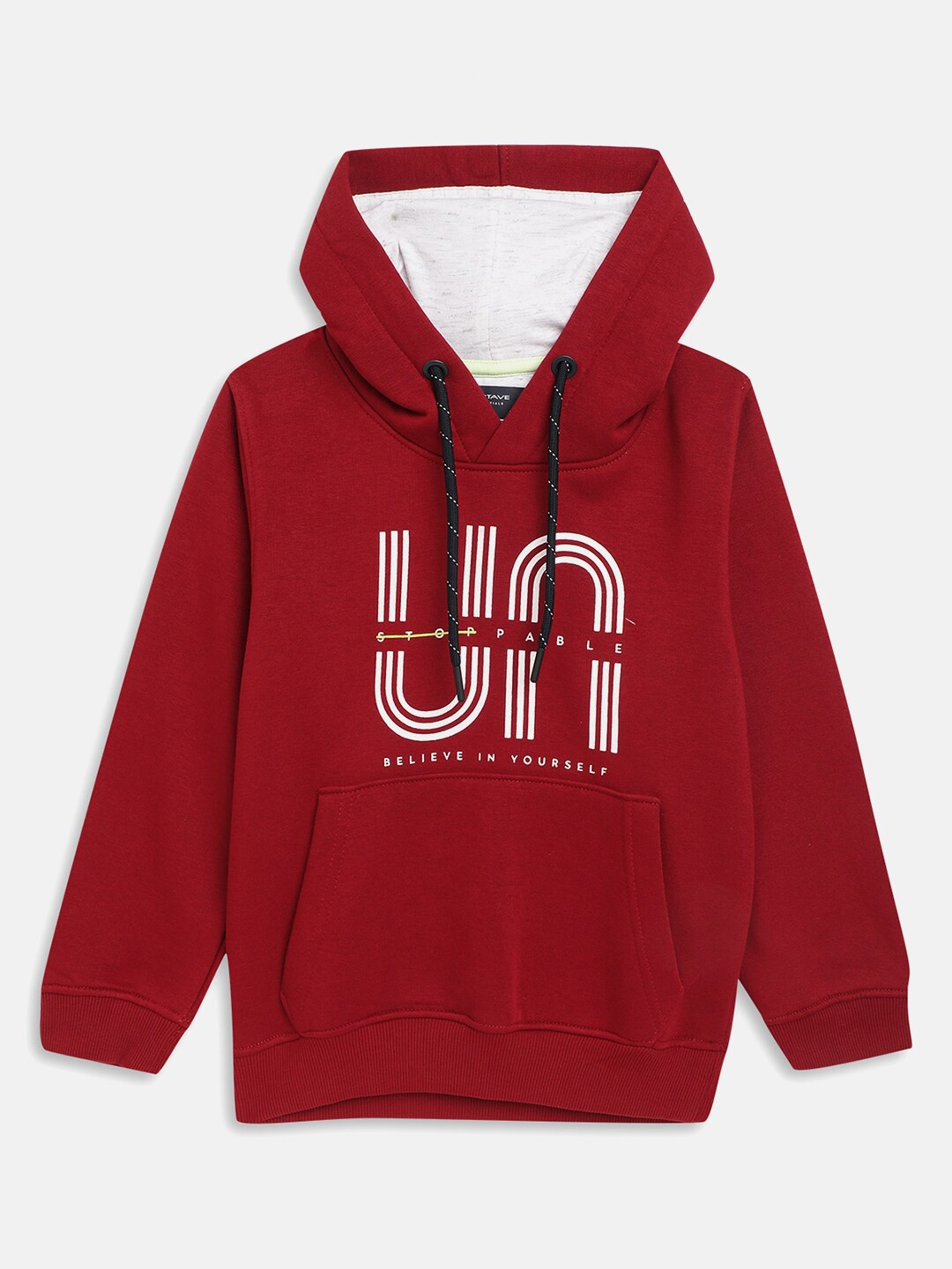

Octave Boys Maroon Printed Hooded Sweatshirt