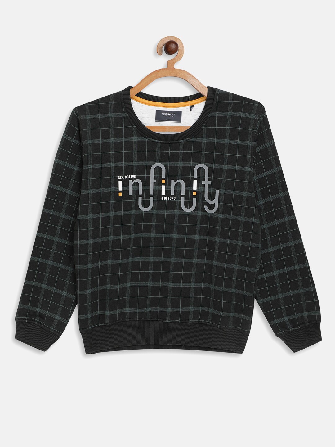 

Octave Boys Olive Green Checked Sweatshirt