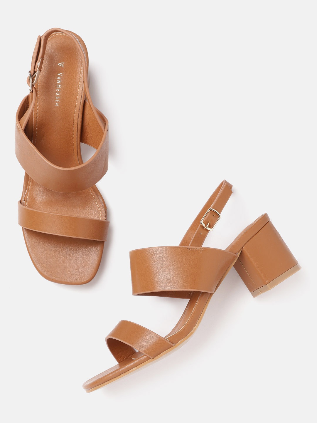 

Van Heusen Woman Tan Brown Solid Block Heels
