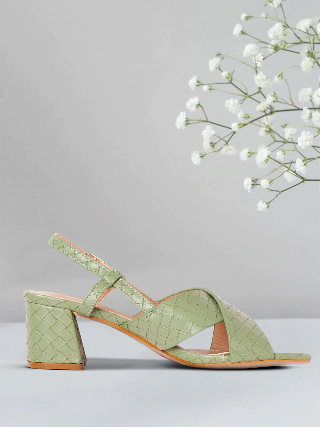 

Van Heusen Woman Green Woven Design PU Block Heels