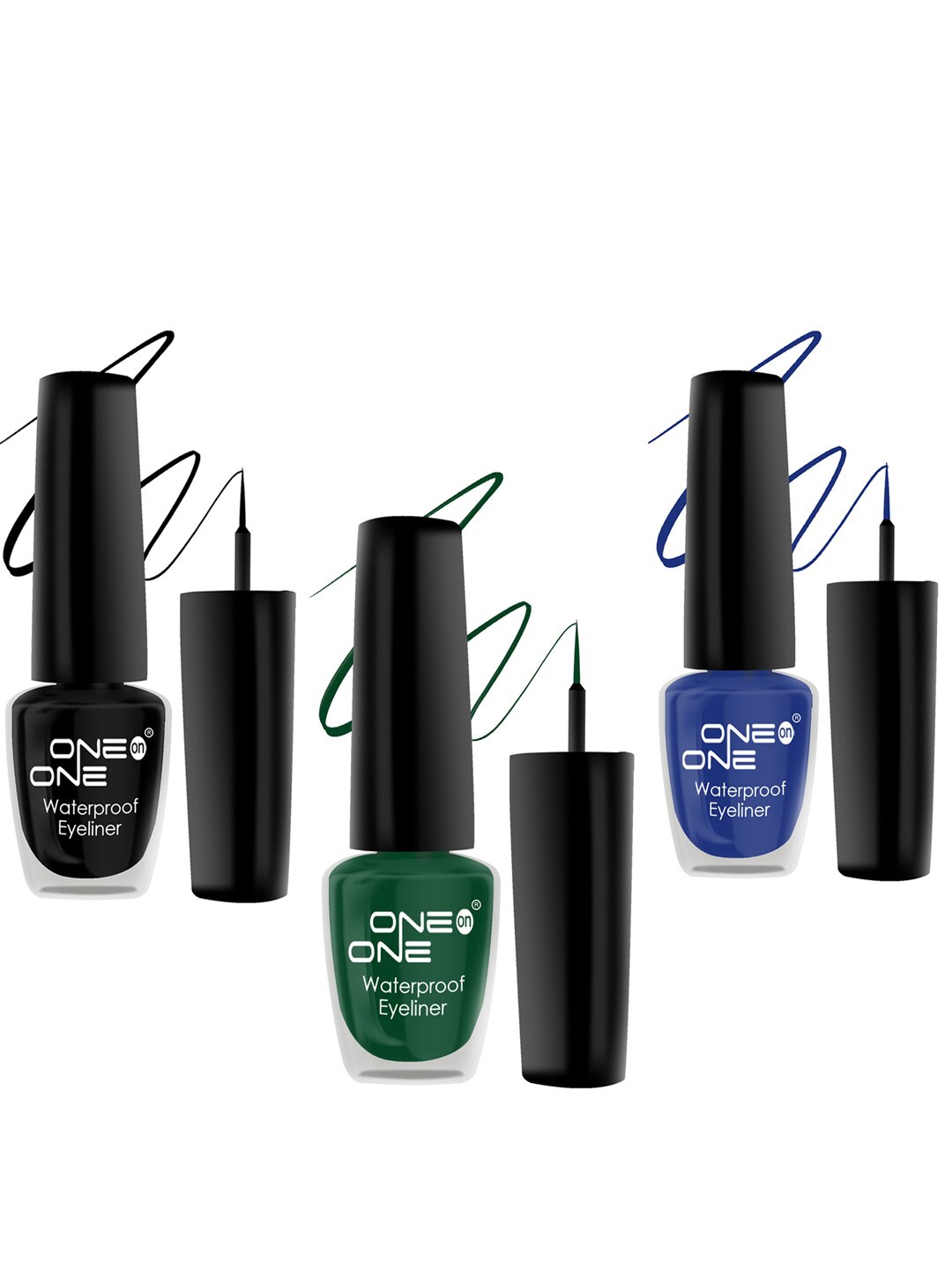 

ONE on ONE Set of 3 Waterproof Long Lasting Smudge-Proof Eyeliner - 5 ml each, Green