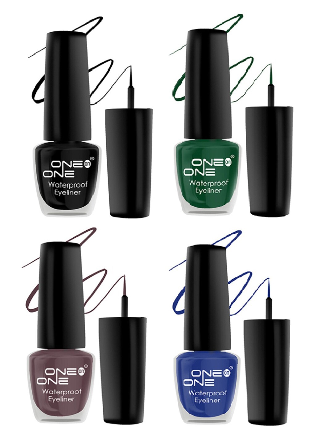 

ONE on ONE Set of 4 Waterproof Long Lasting Smudge-Proof Eyeliner - 5 ml each, Multi