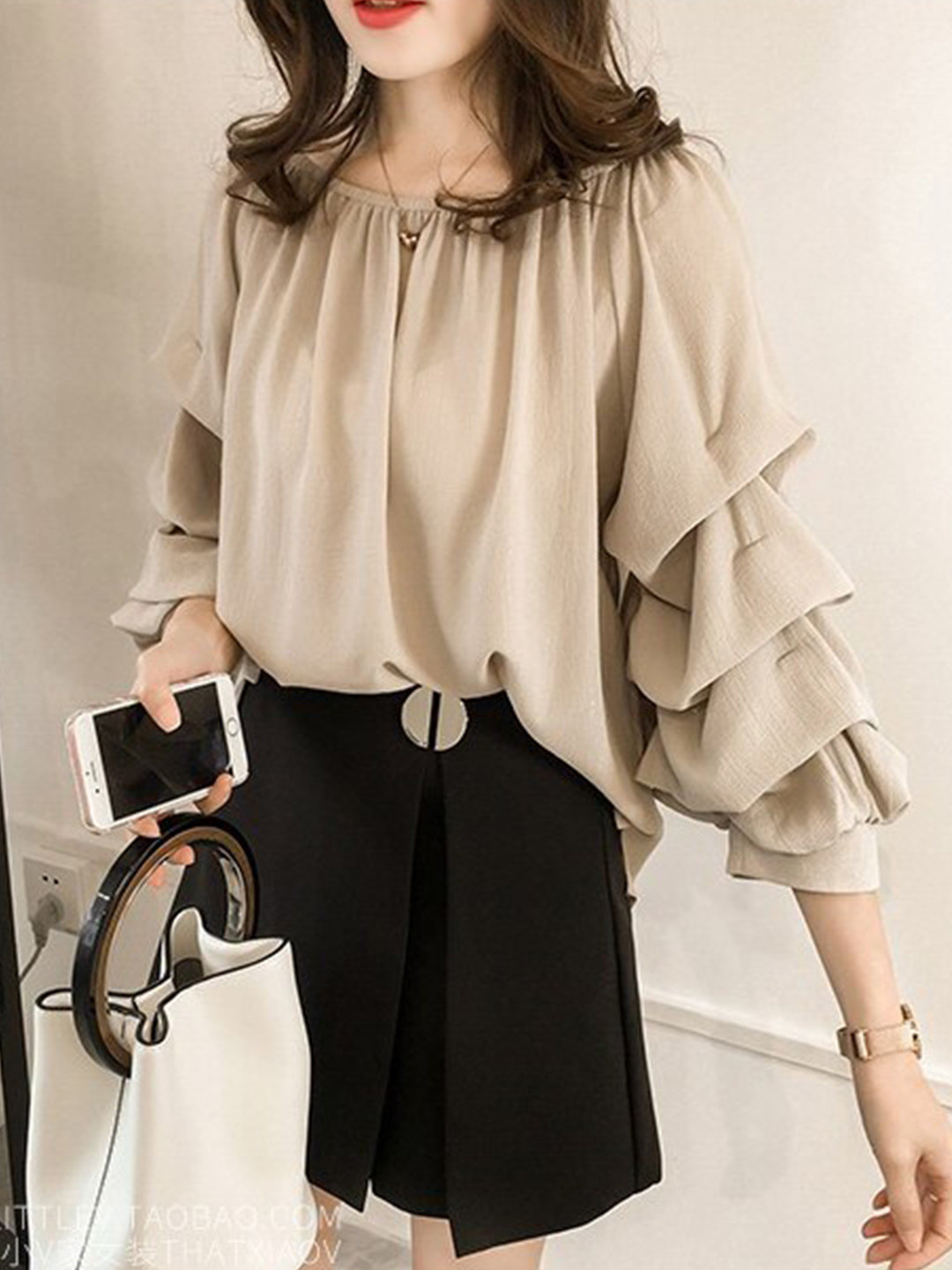 

La Aimee Women Cream Solid Top