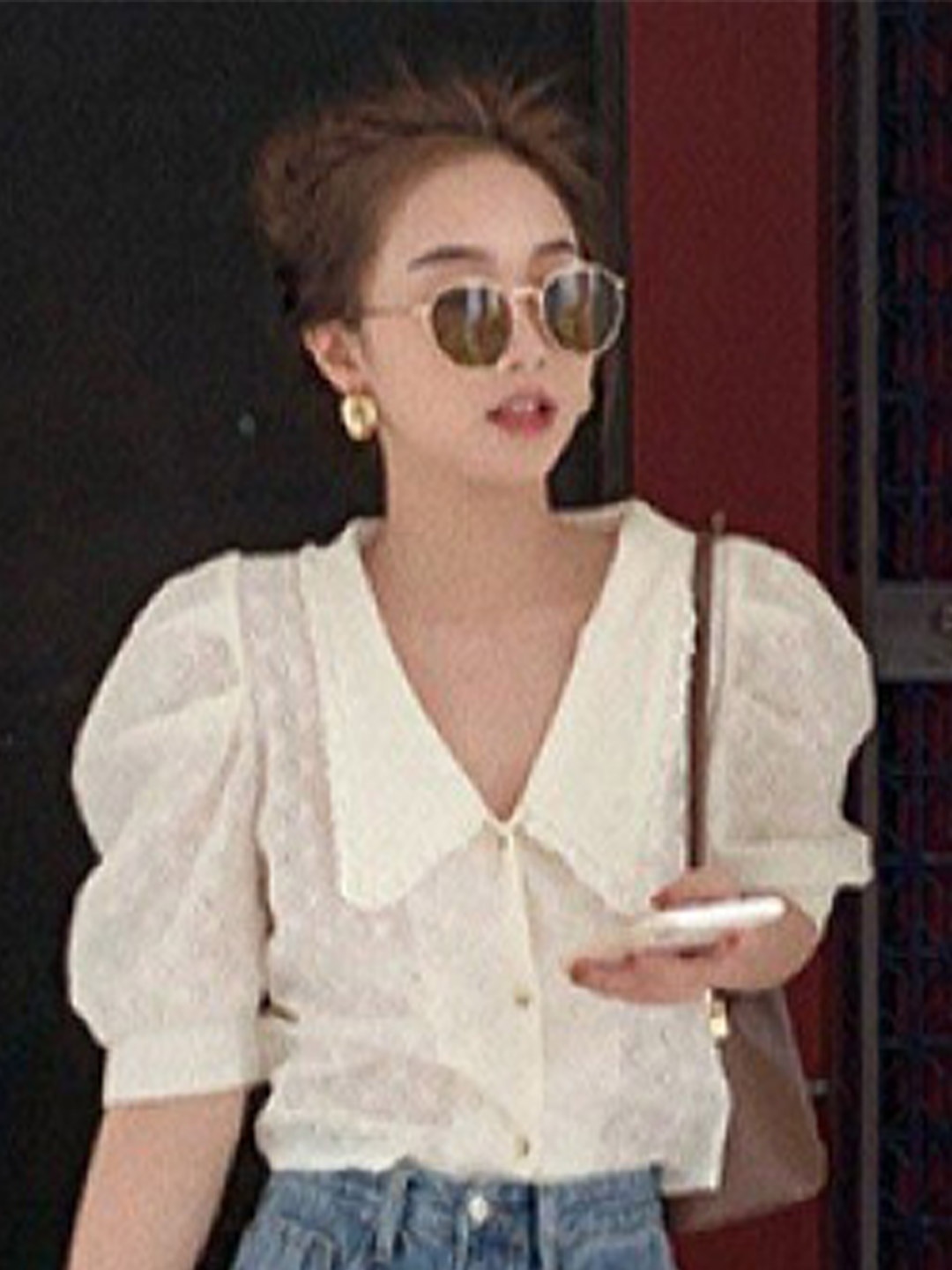 

La Aimee White Shirt Style Top