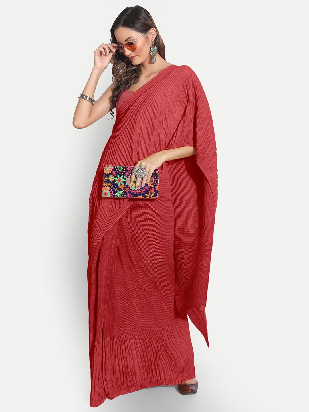 

TORONFRAS Red Art Silk Saree