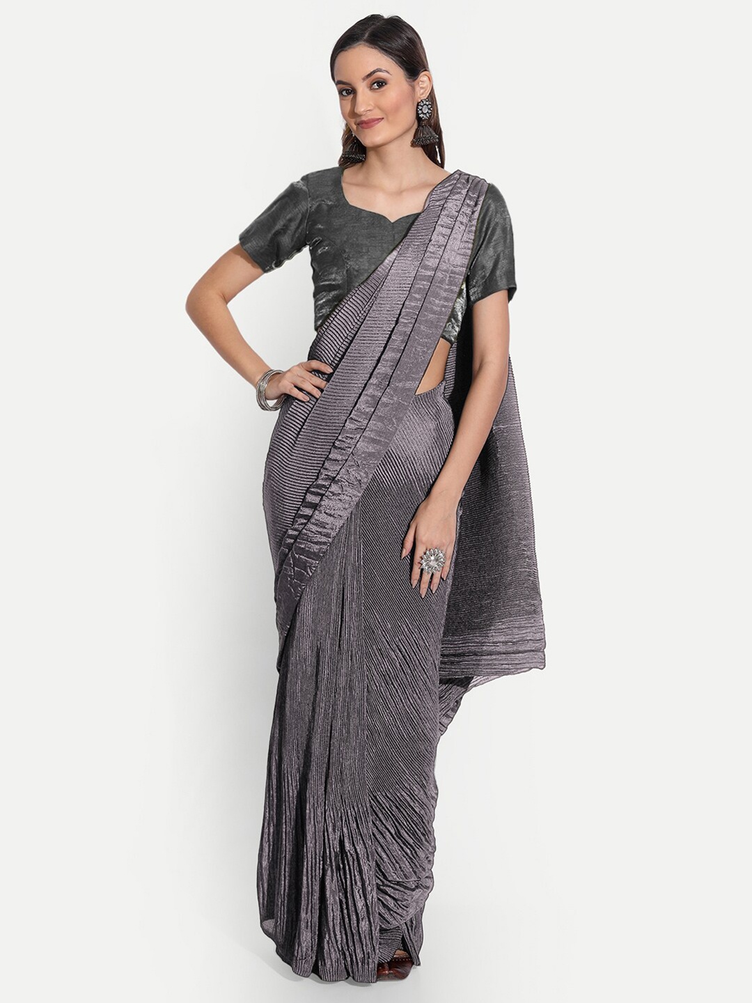 

TORONFRAS Grey Art Silk Saree