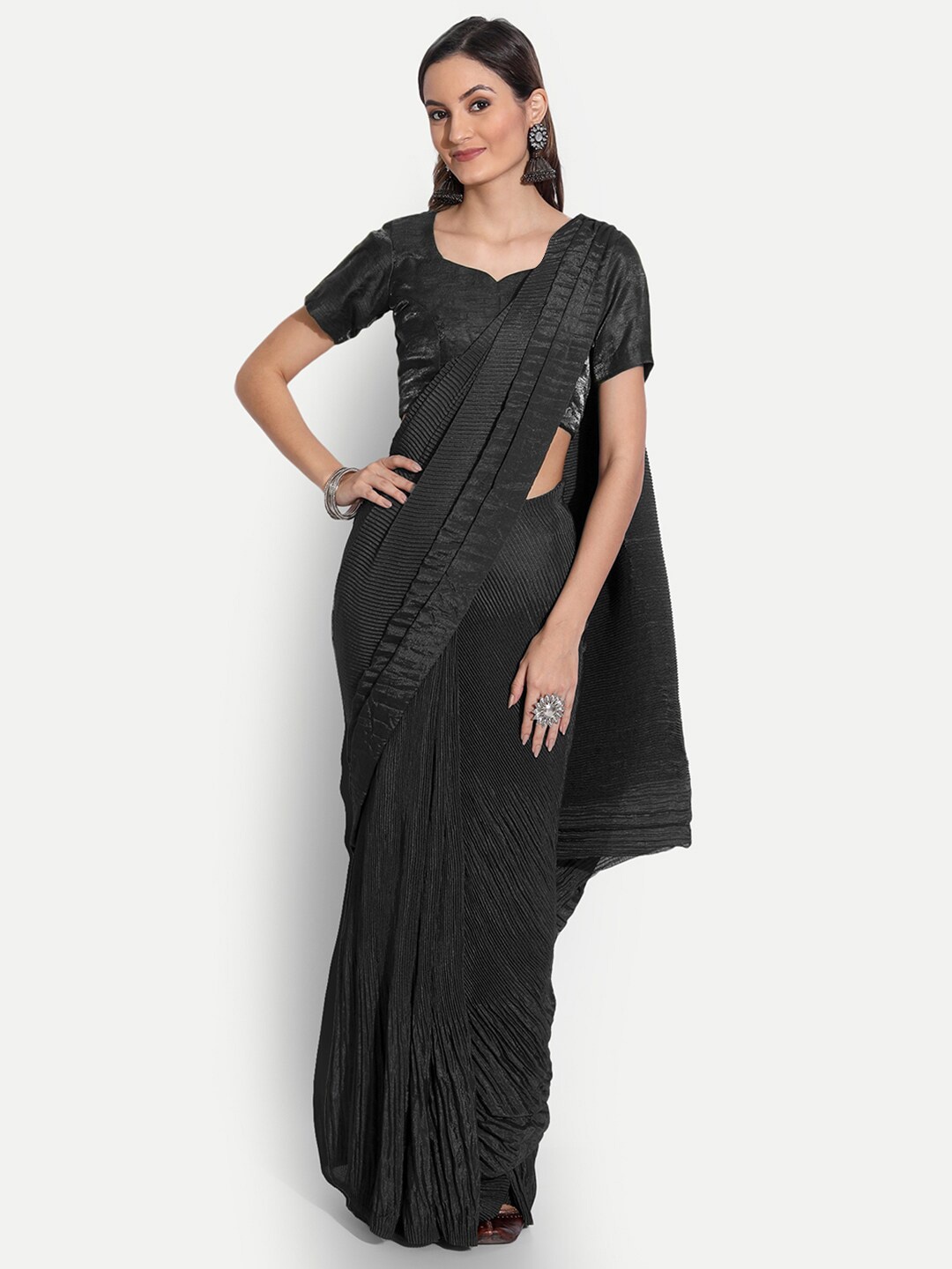 

TORONFRAS Black Art Silk Saree