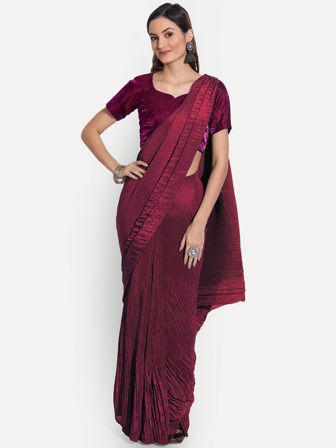 

TORONFRAS Maroon Art Silk Saree