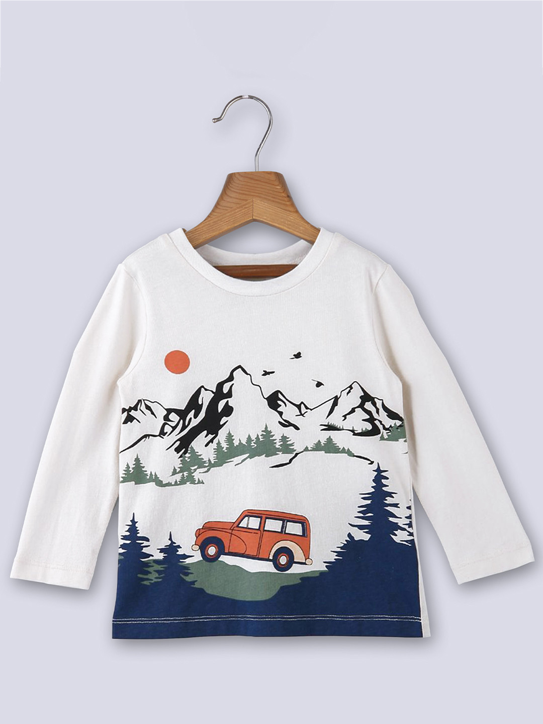 

Beebay Boys Off White Graphic Printed Pure Cotton Long Sleeves T-shirt