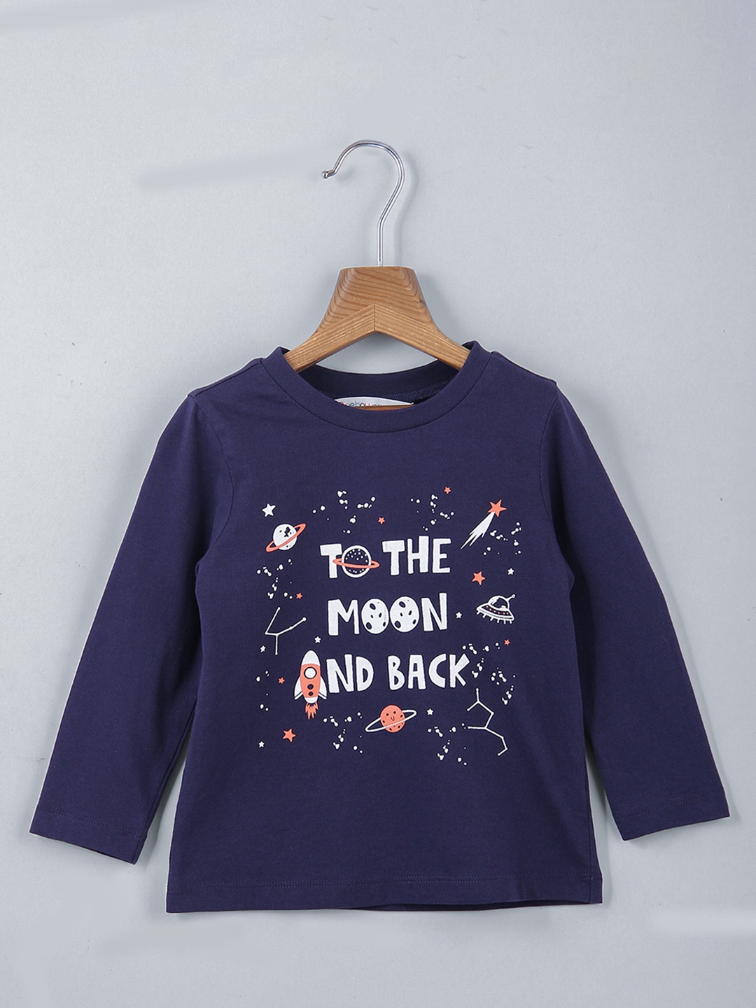 

Beebay Boys Navy Blue Typography Printed Pure Cotton T-shirt
