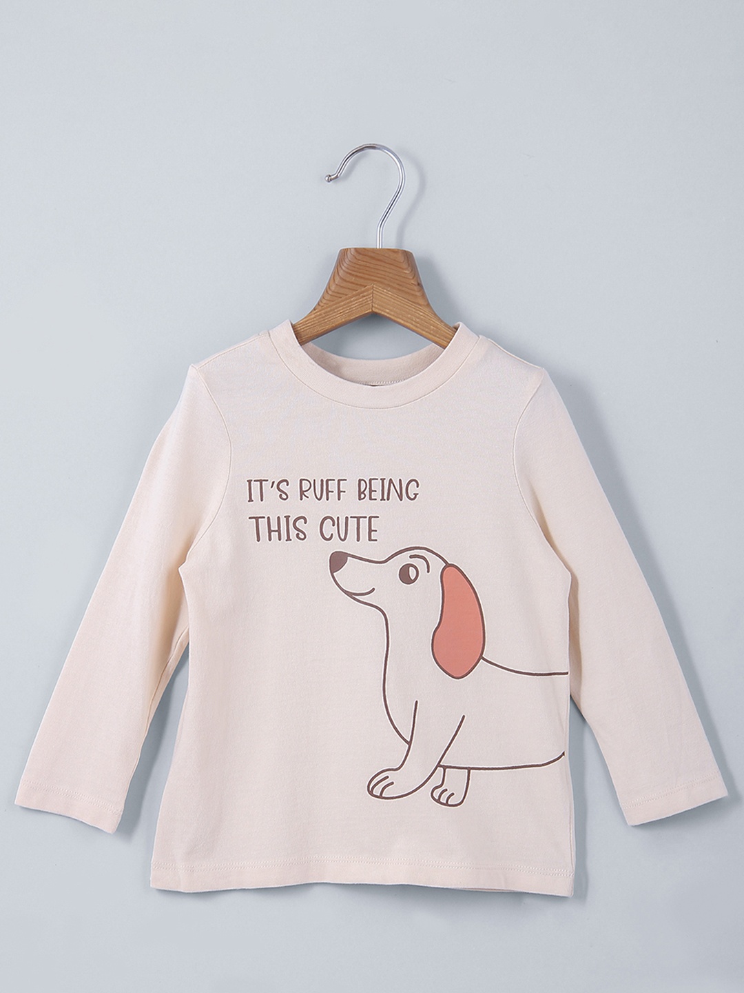 

Beebay Boys Beige Typography Printed Pure Cotton T-shirt