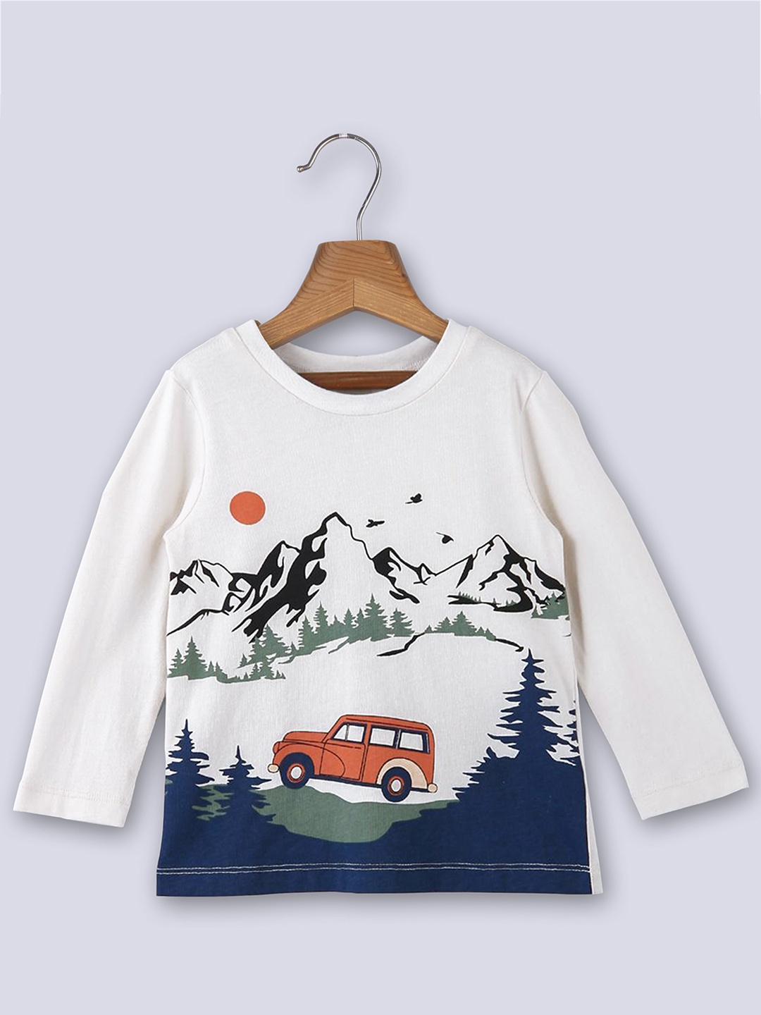 

Beebay Boys Off White Graphic Printed Pure Cotton Long Sleeves T-shirt