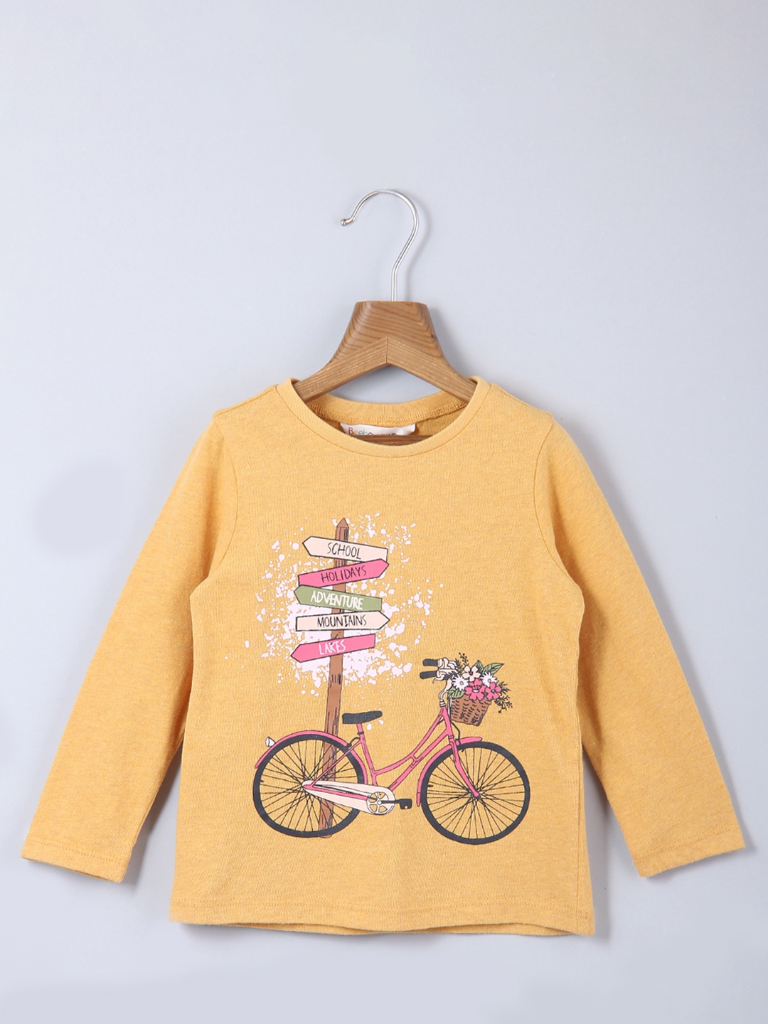 

Beebay Girls Yellow Typography Printed Pure Cotton T-shirt