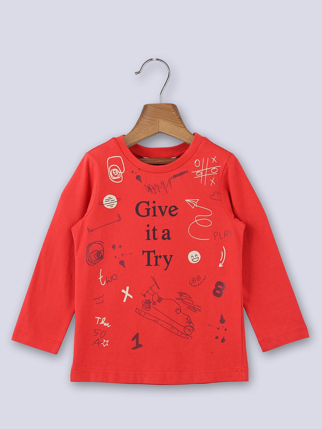 

Beebay Boys Orange Typography Printed Pure Cotton Long Sleeves T-shirt