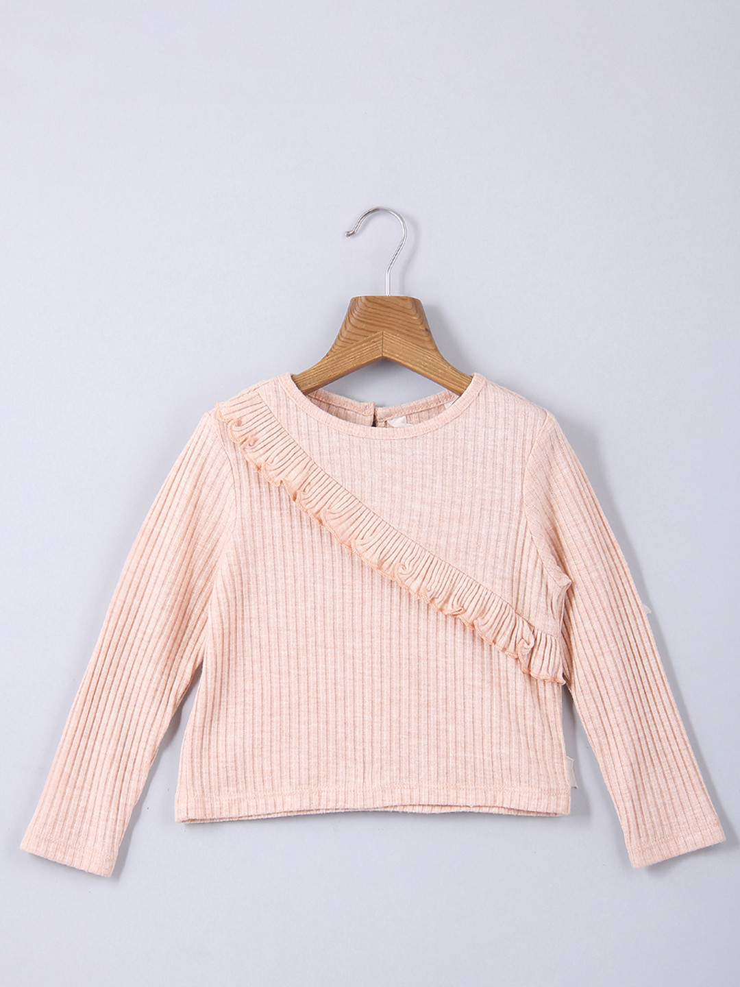 

Beebay Woman Peach-Coloured Ribbed Knit Frill Top