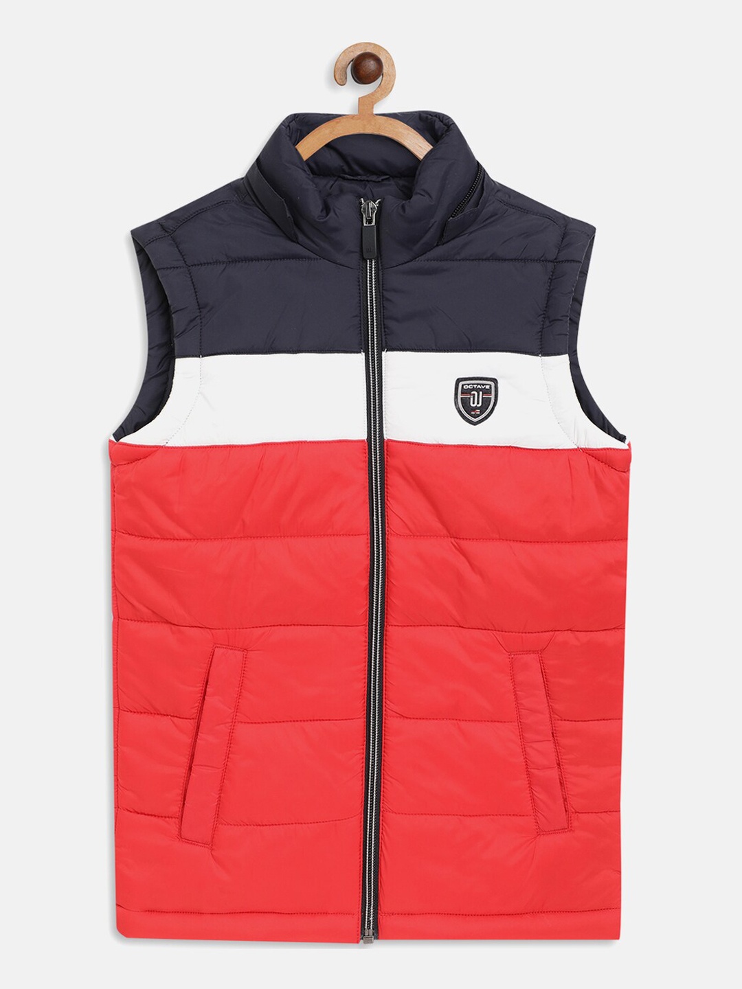 

Octave Boys Red & Navy Blue Colourblocked Padded Jacket