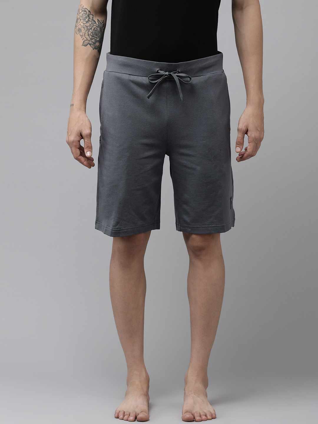 

FCUK Men Charcoal Grey Solid Lounge Shorts