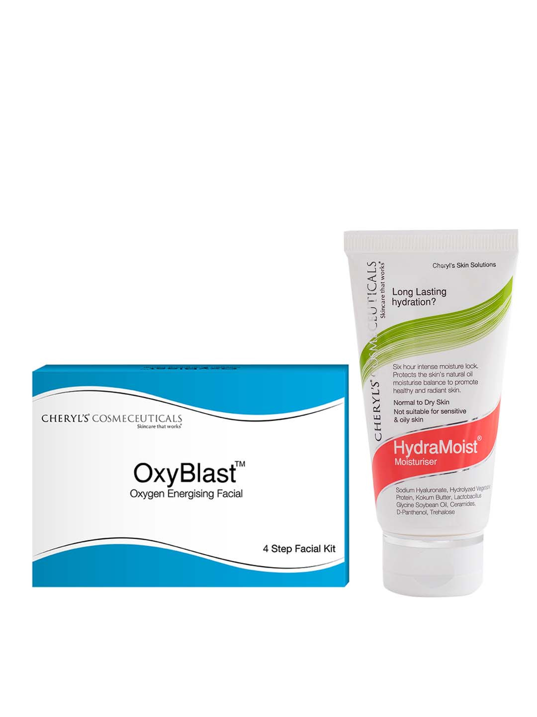 

Cheryls Cosmeceuticals Combo of OxyBlast Facial Kit & HydraMoist Face Moisturiser 50ml, White