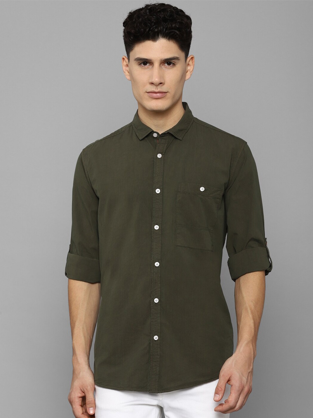

Louis Philippe Jeans Men Slim Fit Casual Shirt, Olive