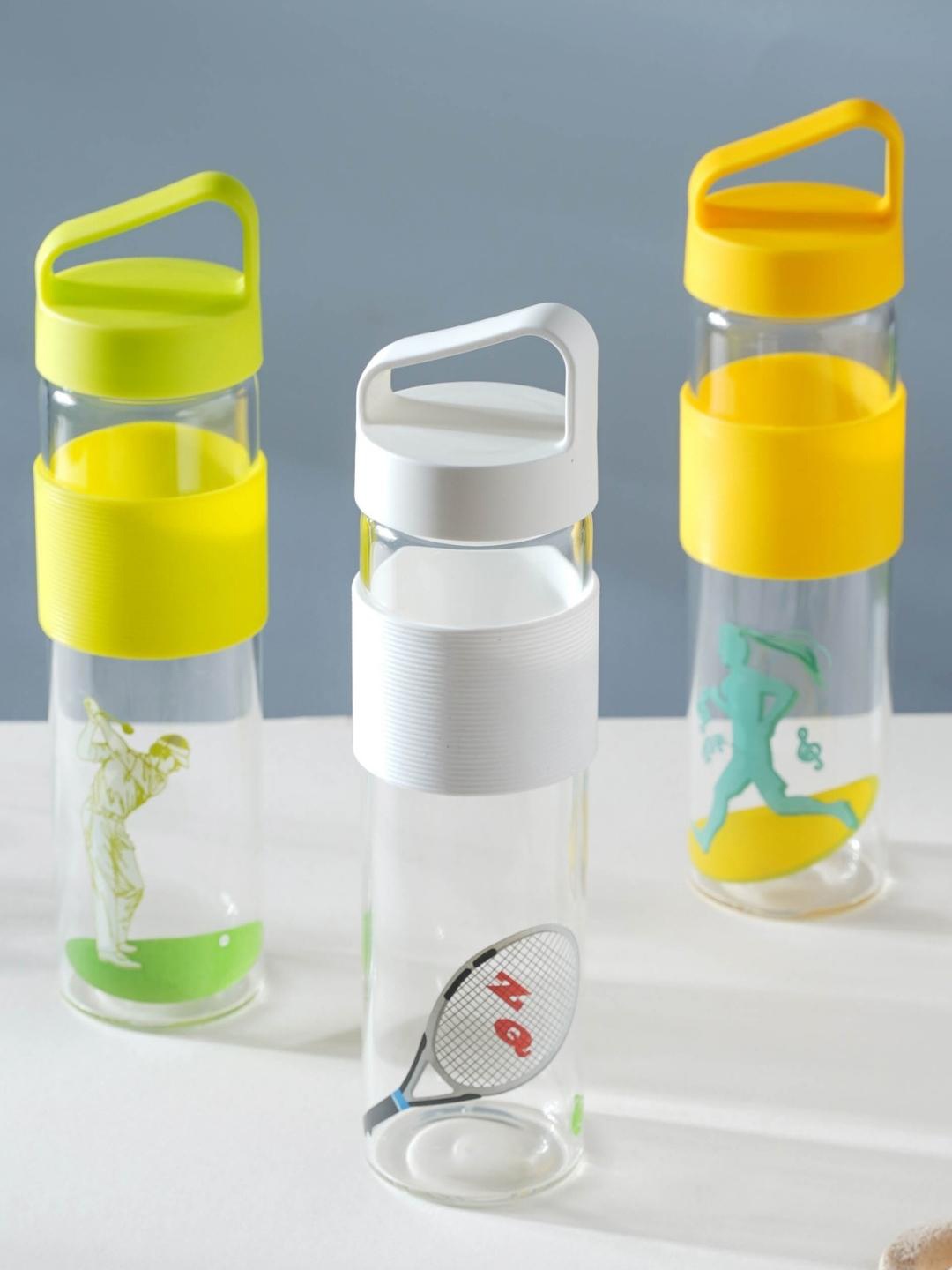 

Nestasia Transparent & White Solid Glass Sports Water Bottle