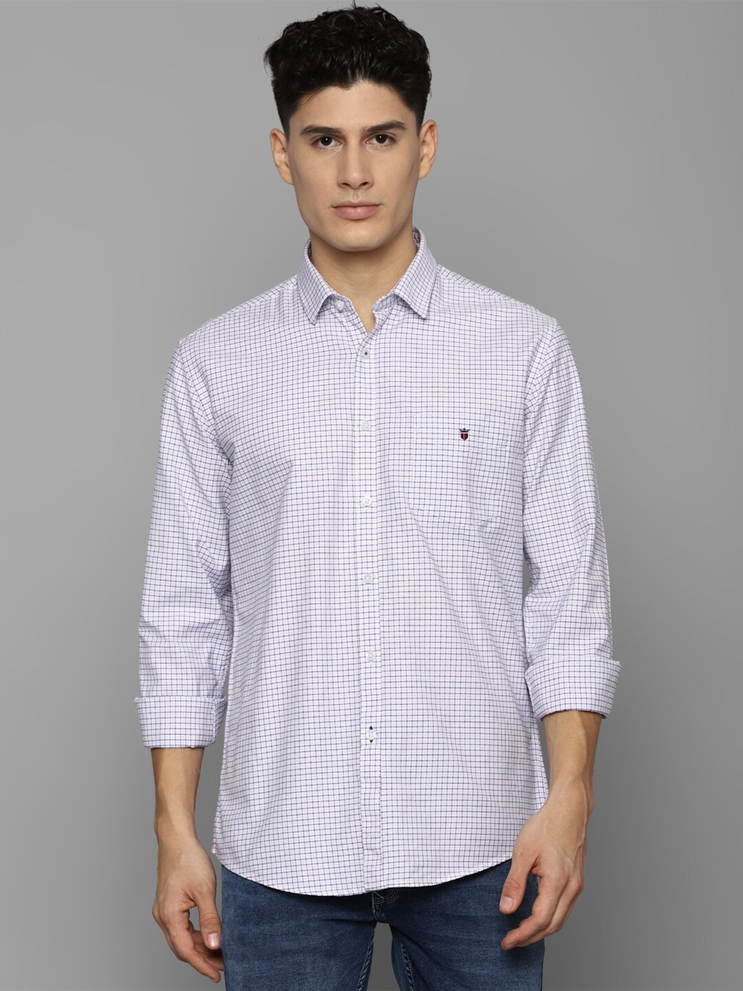 

Louis Philippe Sport Men White Slim Fit Pure Cotton Grid Tattersall Checked Casual Shirt