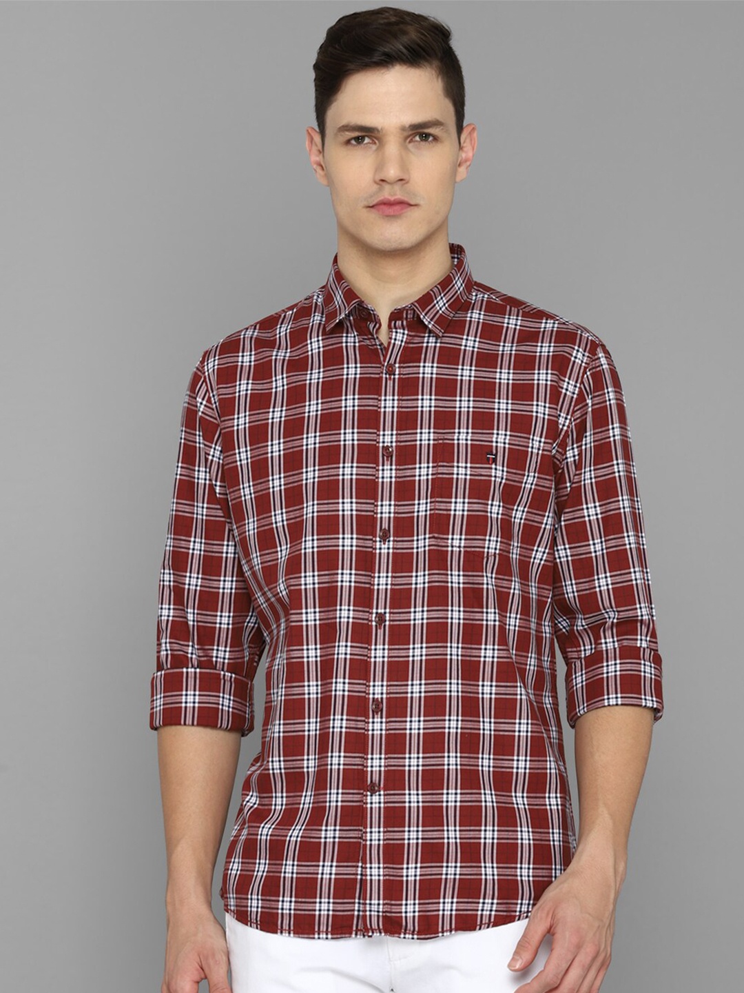 

Louis Philippe Sport Men Maroon Slim Fit Pure Cotton Tartan Checked Casual Shirt