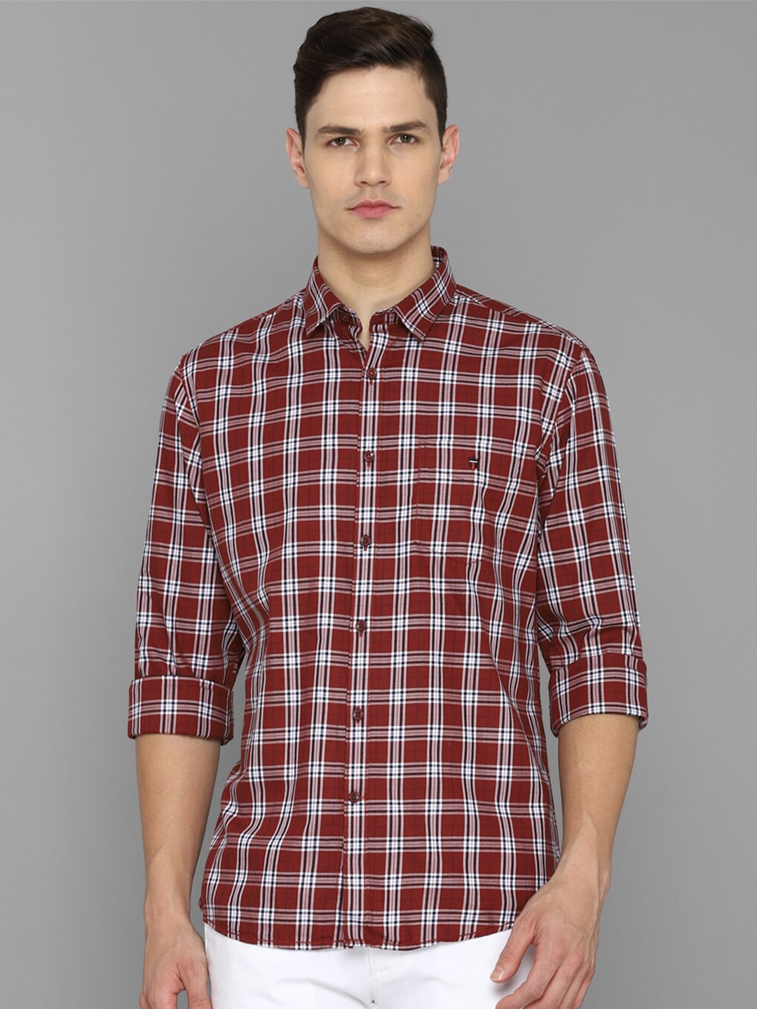 

Louis Philippe Sport Men Maroon Tartan Checked Pure Cotton Casual Shirt