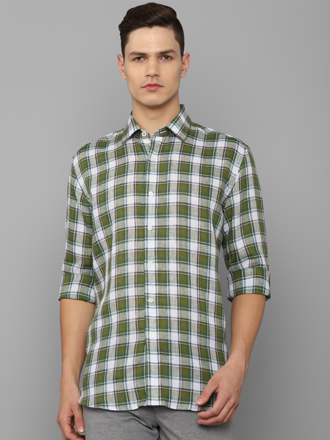 

Luxure by Louis Philippe Men Green Pure Cotton Tartan Checks Checked Casual Shirt