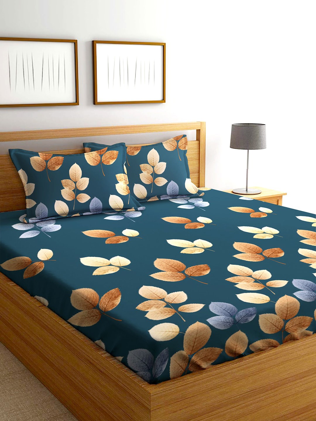 

AEROHAVEN Green & Brown Floral 210 TC King Bedsheet with 2 Pillow Covers