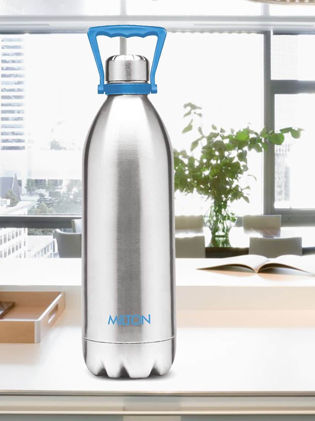 

Milton Silver Duo 2000 Thermosteel 24 Hours Hot & Cold Water Bottle with Handle 1.86 L